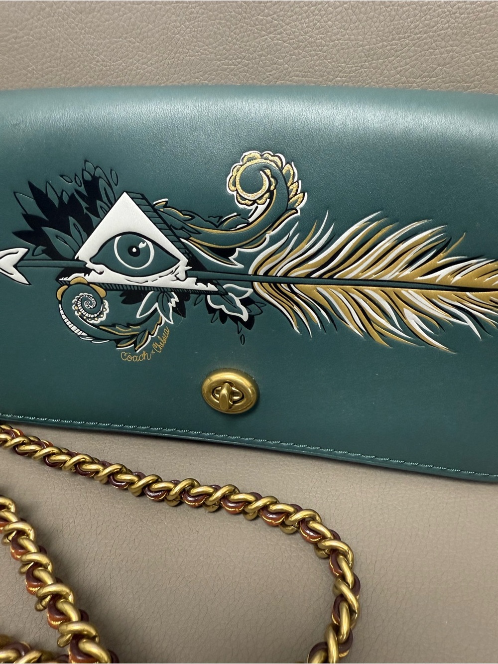 RARE Coach x Chelsea Teal Champlain Tattoo Dinky Crossbody Bag- W Bag - Picture 4 of 16